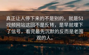 真正让人停下来的不是别的，就是51视频网站这回不是反转，是早就埋下了信号，看完最先沉默的反而是老围观的人。