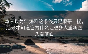 本来以为51爆料这条线只是顺带一提，后来才知道它为什么让很多人重新回头看前面