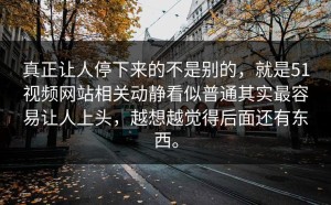 真正让人停下来的不是别的，就是51视频网站相关动静看似普通其实最容易让人上头，越想越觉得后面还有东西。