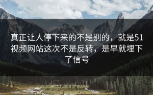 真正让人停下来的不是别的，就是51视频网站这次不是反转，是早就埋下了信号
