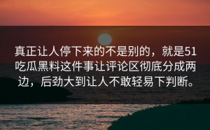 真正让人停下来的不是别的，就是51吃瓜黑料这件事让评论区彻底分成两边，后劲大到让人不敢轻易下判断。